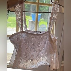 White Eyelet Crop Top Cottagecore Fairycore 3X